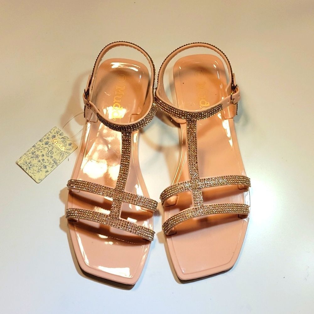 BRAND NEW MUDD ANKLE STRAP QUARE TOE DOUBLE STRAP WOMEN"S SLIP-ON SANDAL